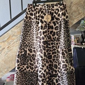 BiBi Leopard Print Wide Leg Pants